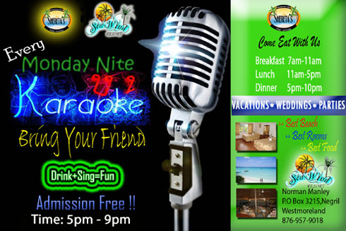 Monday Night Karaoke at Shereta's Restaurant - Sea Wind Resort Negril Jamaica